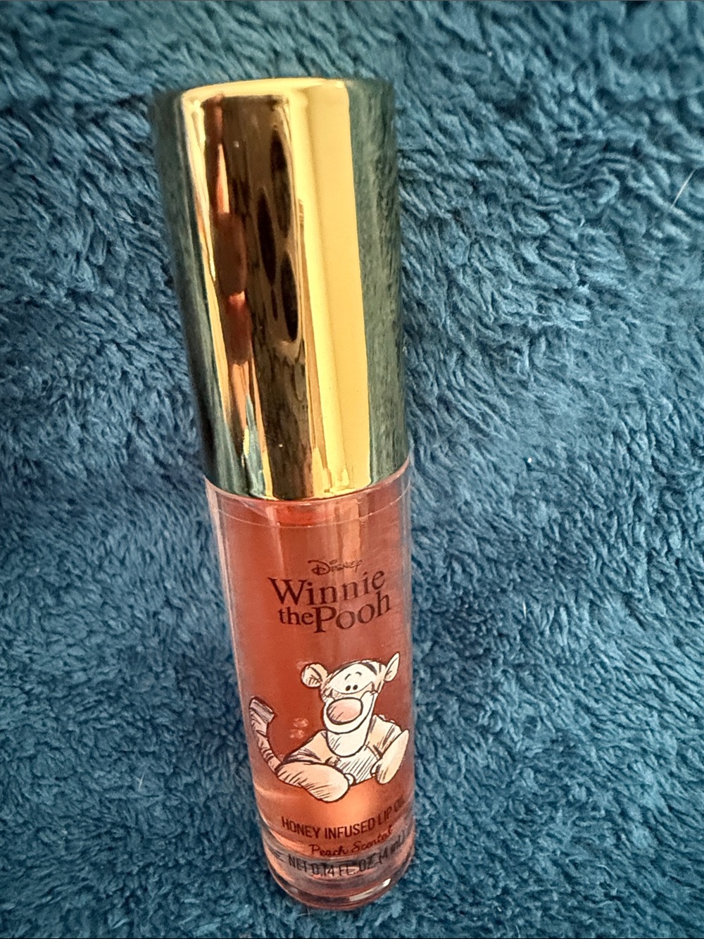 Disney Winnie the Pooh Peach-Tinted Lip Oil with Gold Cap